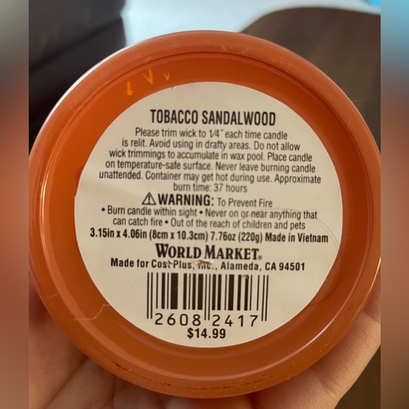 NWOT World Market tobacco & sandalwood scented candle 🕯️ - Picture 4 of 4